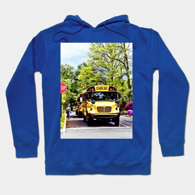 Teachers - School Buses at Stop Sign in Spring Hoodie by SusanSavad